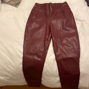 Burgandy leather pants